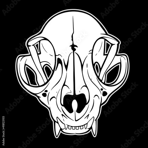 Anatomical drawing of an animal skull