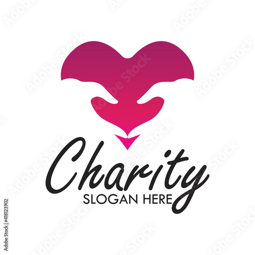 charity and care logo, emblems and insignia with text space for your slogan tagline. vector illustration