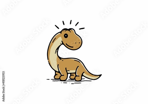 Little cute titanosaur dinosaur illustration photo