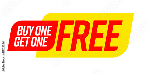 Label with marketing deal and super bargain information. Buy one get one free guarantee profit commerce banner advertising cheap shopping vector illustration isolated on white background