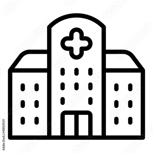 Hospital building outline icon design on white background