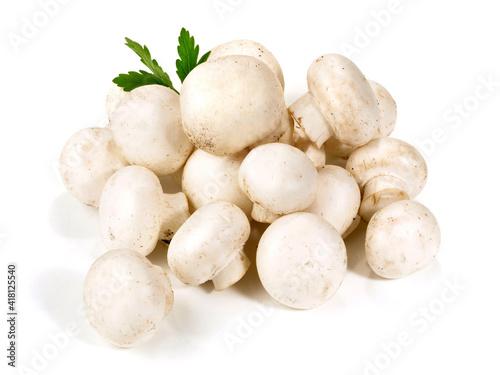Fresh Vegetables - White Champignon Mushrooms on white Background Isolated