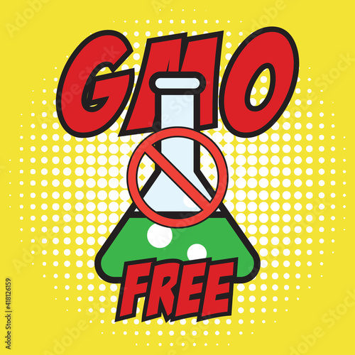 gmo free allergen ingredient for dairy free icon in pop art style. vector illustration