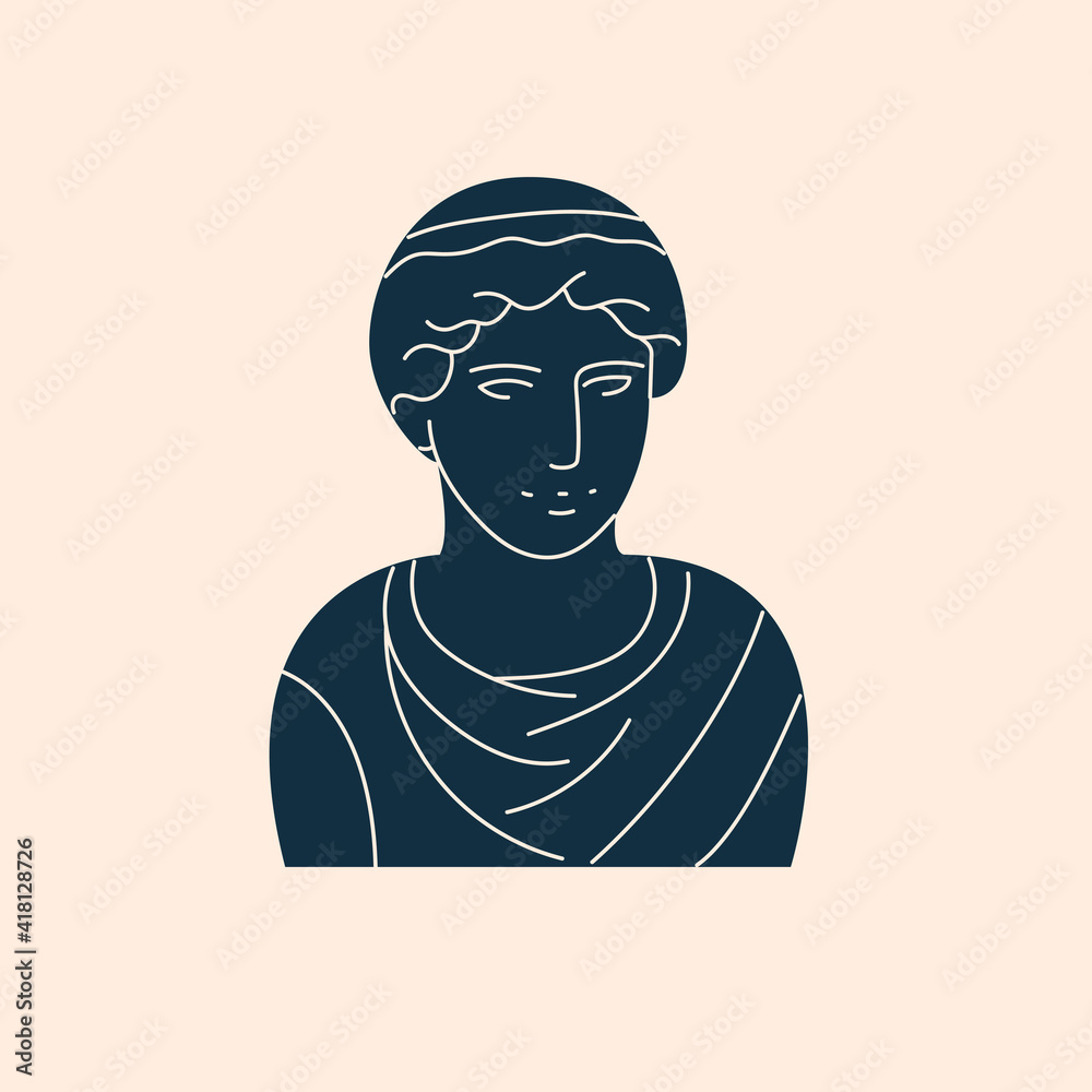 Ancient greek character sculpture flat cartoon illustration. Antique ...