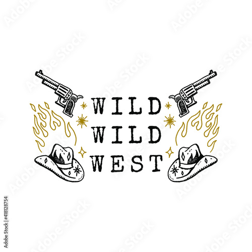 Western gun logo vector