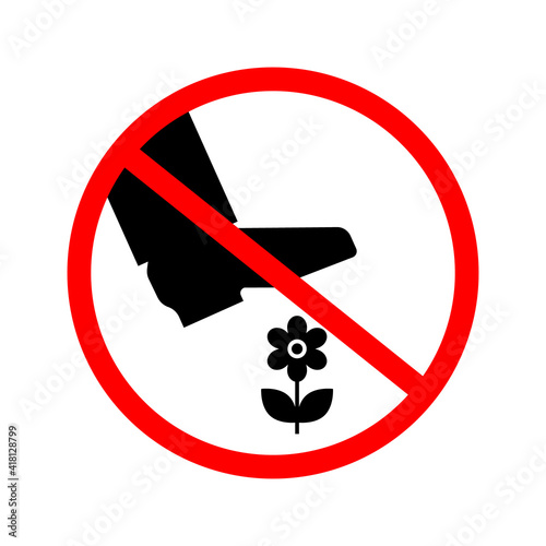 DO NOT STEP ON FLOWERS sign. Vector.