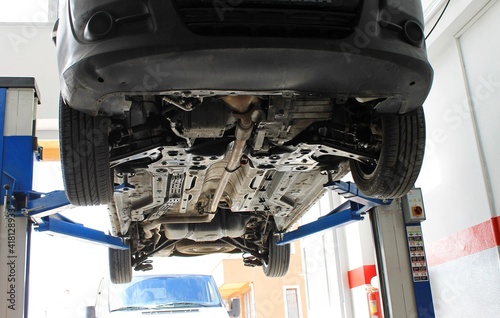 Fotografie Old Renault car being repaired at a car service
