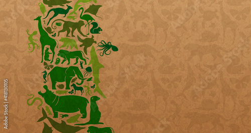 Green wild animal icon recycled paper background photo