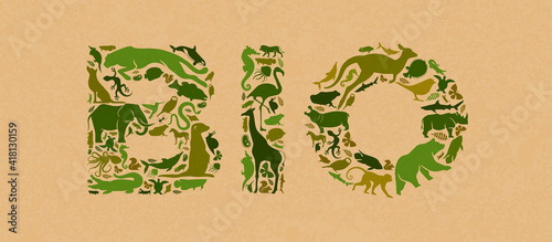 Green wild animal recycled paper bio sign concept