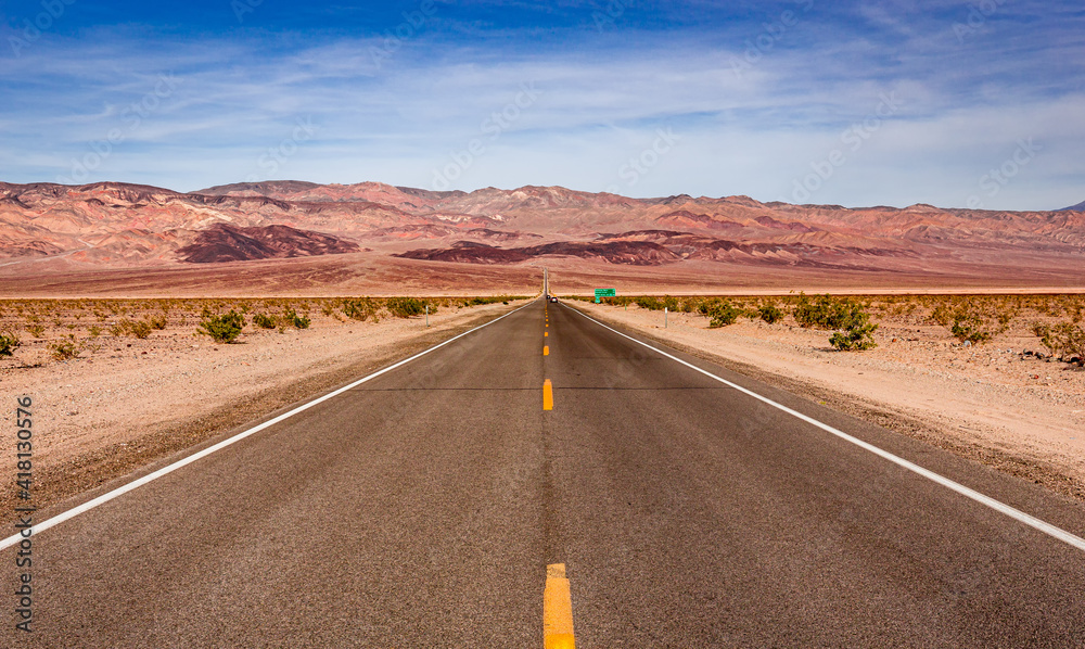 road lines in death valley, california, usa road lines in death valley, california, usa