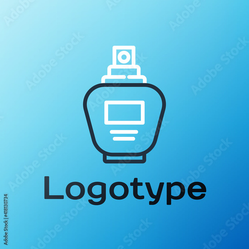 Line Perfume icon isolated on blue background. Colorful outline concept. Vector Illustration.