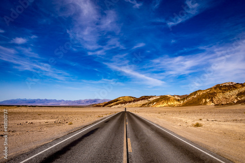 road lines in death valley  california  usa