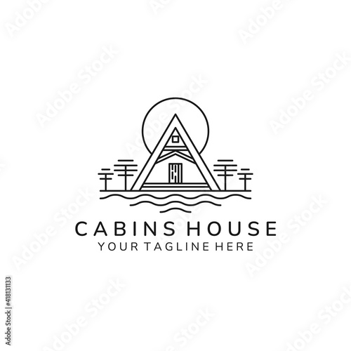 cabin home minimalist logo icon vector illustration template design. cottage, lodge, hut logo template design