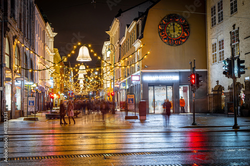 View of Christmas Oslo in the night, Norway