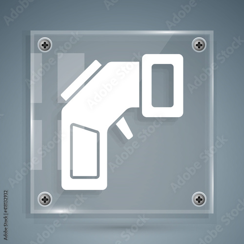 White Digital contactless thermometer with infrared light icon isolated on grey background. Square glass panels. Vector.