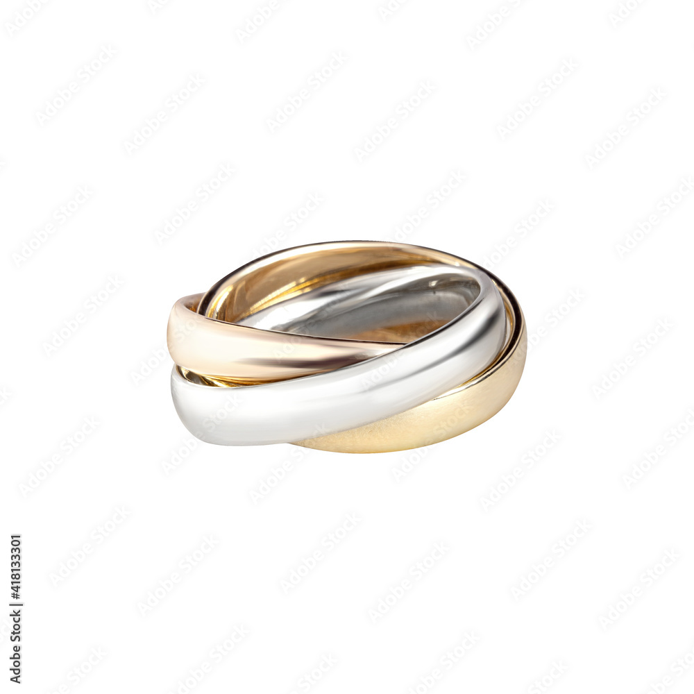Diamonds Wedding three colors Ring group on white isolated cartier macro Diamonds Wedding three colors Ring group on white isolated cartier macro