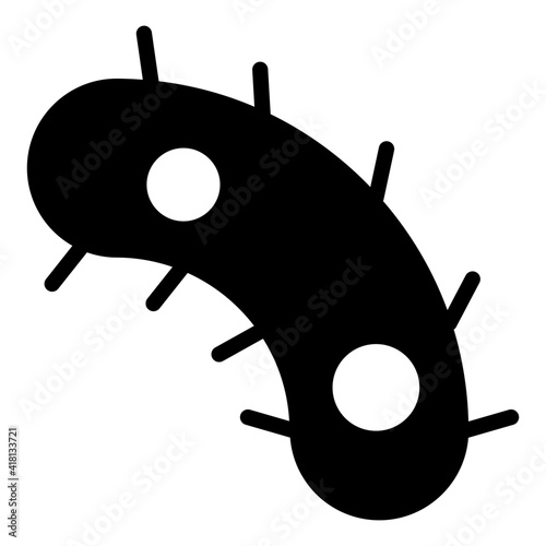 A microorganism icon in solid design, bacteria vector