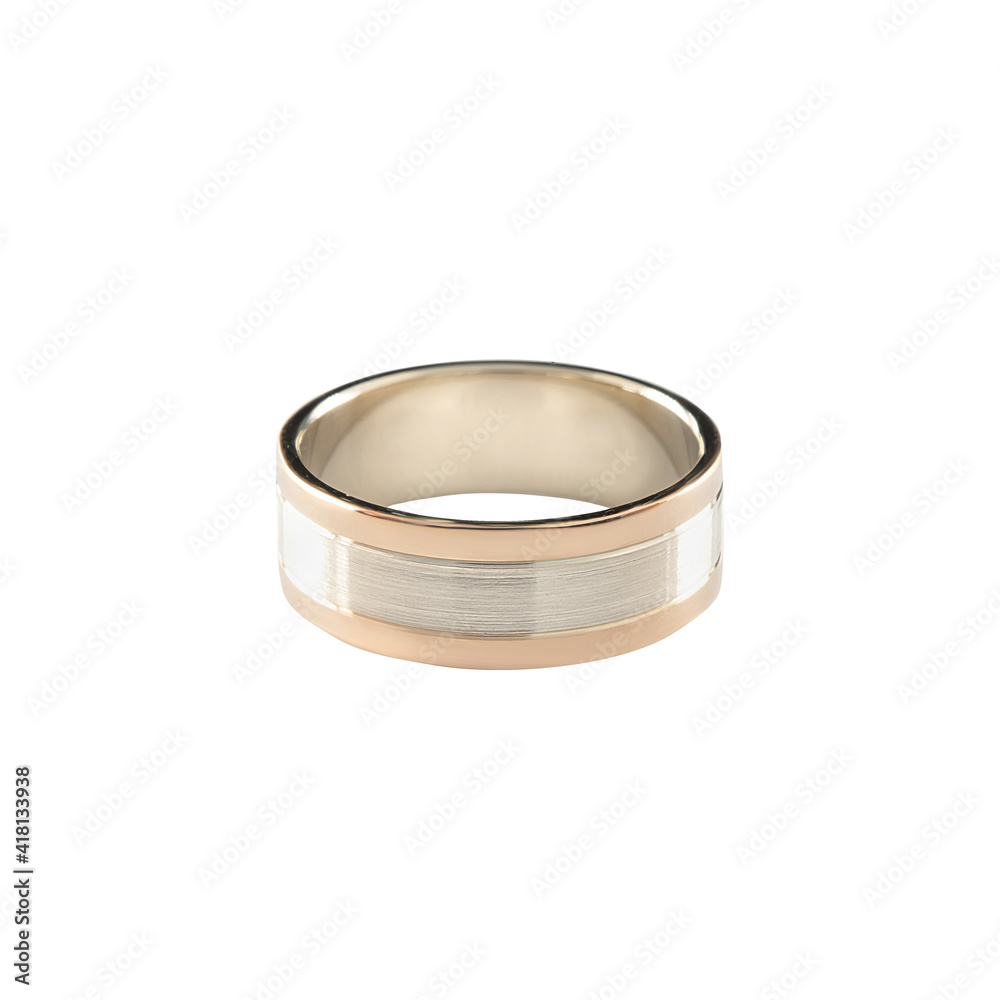 Diamonds Wedding three colors Ring group on white isolated cartier macro