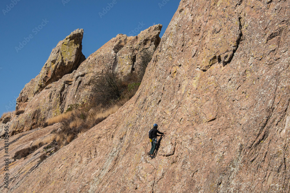 A rock climber on Peña de Bernal, UNESCO site and one of the world’s largest monoliths, Queretaro, Mexico A rock climber on Peña de Bernal, UNESCO site and one of the world’s largest monoliths, Queretaro, Mexico