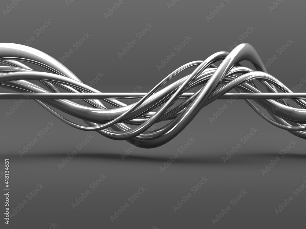 Metallic abstract wavy shapes background Metallic abstract wavy shapes background