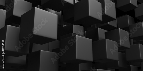 Abstract Dark Cubes Futuristic Design Background