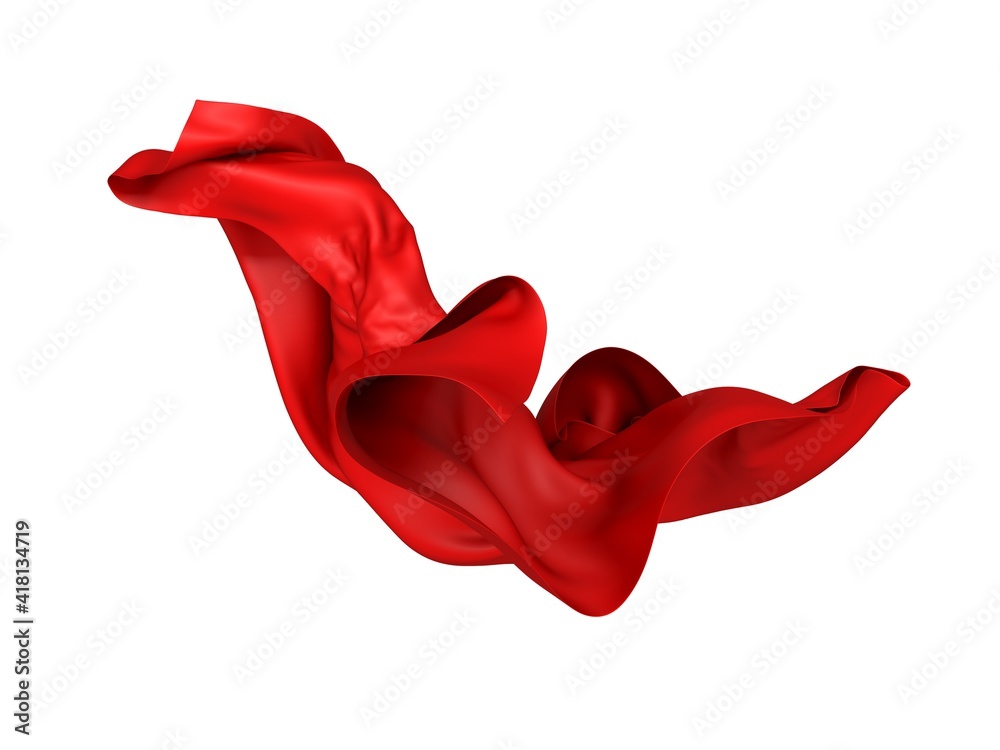Fototapeta premium Beautiful red flowing fabric flying in the wind