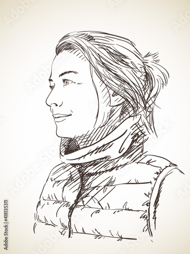 woman hand drawn sketch vector