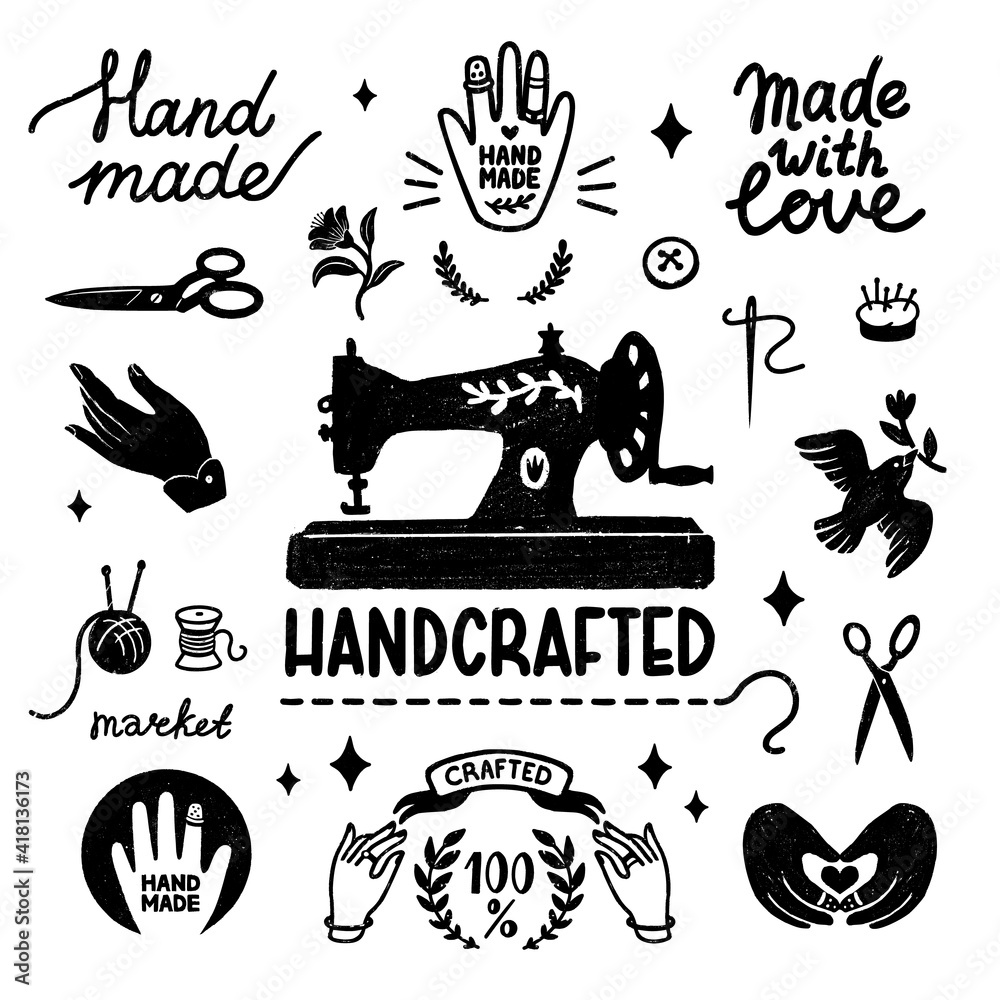 Free Vector  Hand drawn made with love stamps