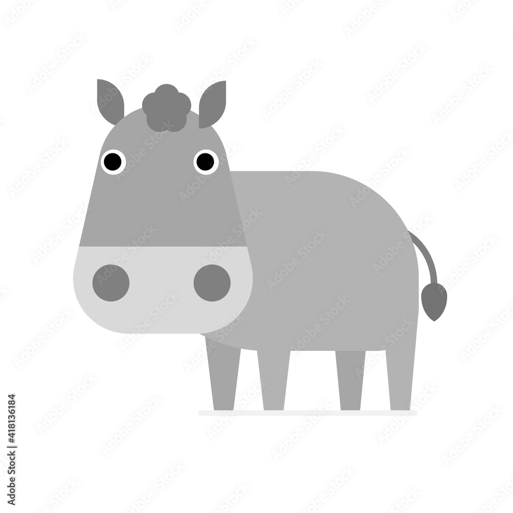 Naklejka premium Cartoon of a donkey on white background.