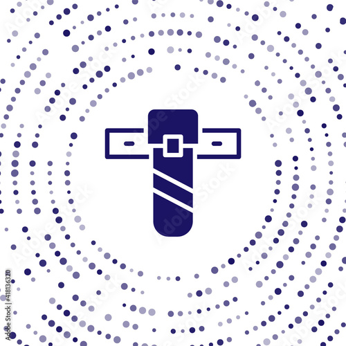 Blue Knife holster icon isolated on white background. Abstract circle random dots. Vector.