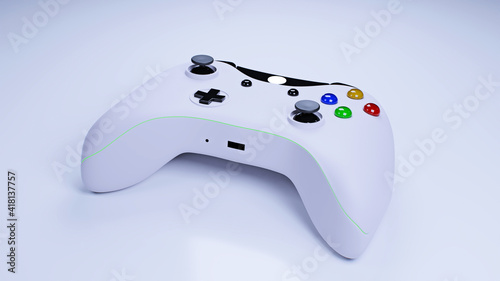 Video game controller. White futuristic gamepad on a white background.