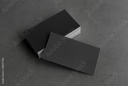 Business cards blank. Mockup on gray background.  Copy space for text.