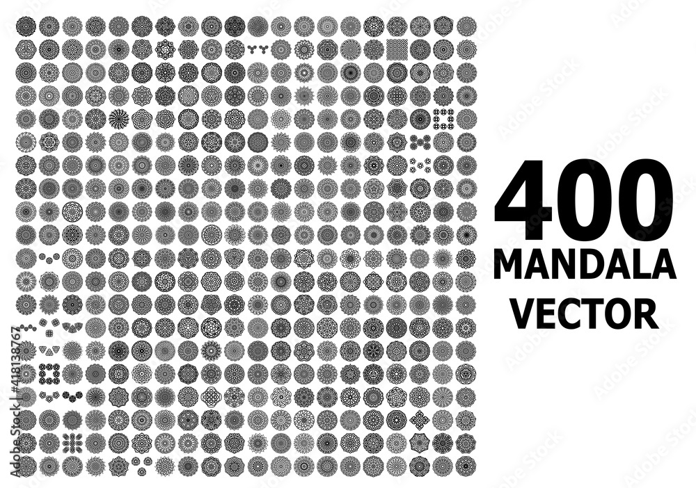 various mandala collections - 400. Ethnic Mandala ornament. Round pattern set.