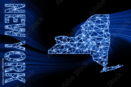 Map of New York, Polygonal mesh line map