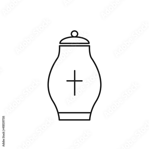 Cremation urn for ashes line icon. Human death outline symbol. Vector isolated on white.