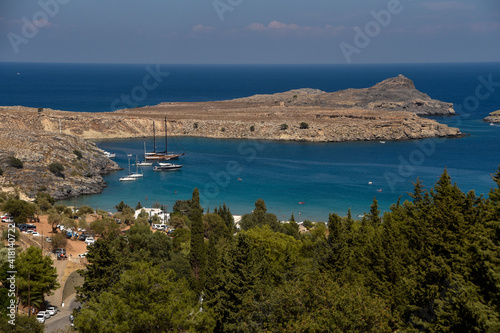 Rhodes, Greece – beautiful landscape of the Lindos bay.