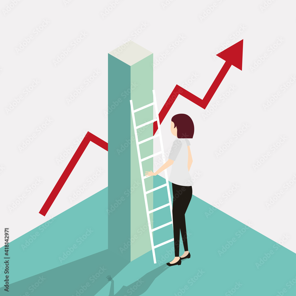 businesswoman climb ladder