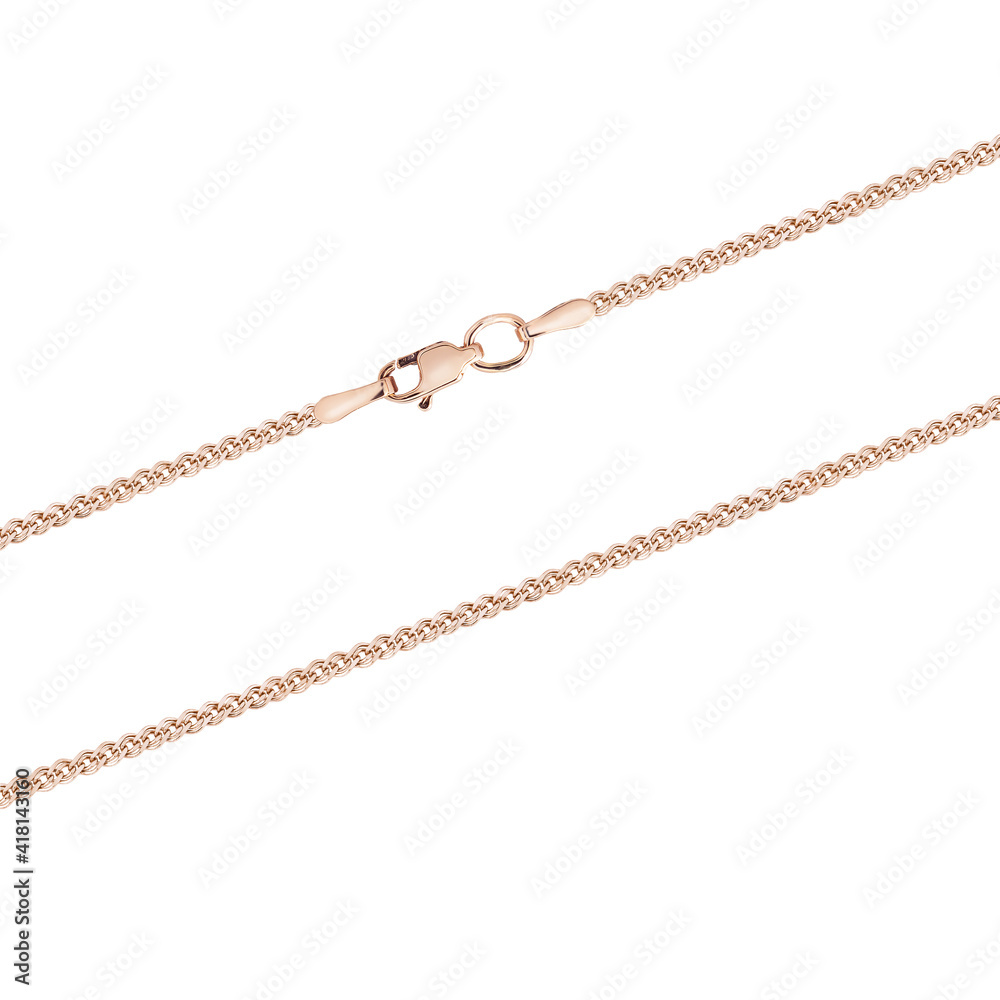 Silver gold pendant fragment necklace link chain on white backround isolated Silver gold pendant fragment necklace link chain on white backround isolated