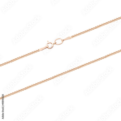 Silver gold pendant fragment necklace link chain on white backround isolated