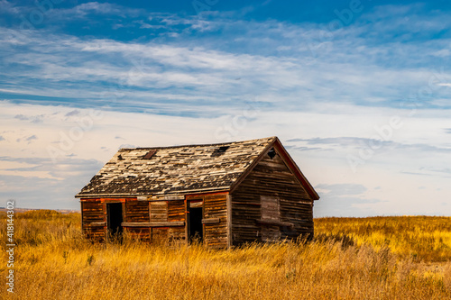 All that is left of an old house in the farmers feild. Three Hills, Alberta, Canada