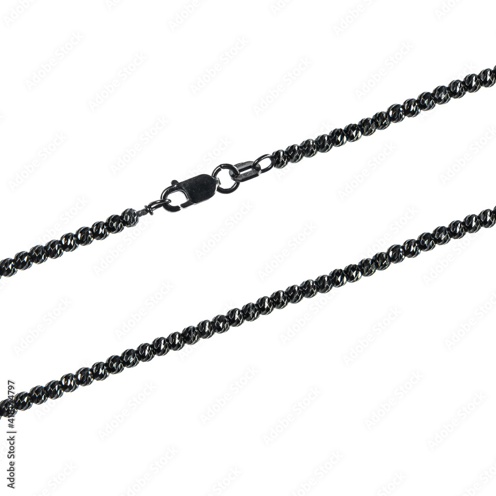 Silver gold pendant fragment necklace link chain on white backround isolated Silver gold pendant fragment necklace link chain on white backround isolated