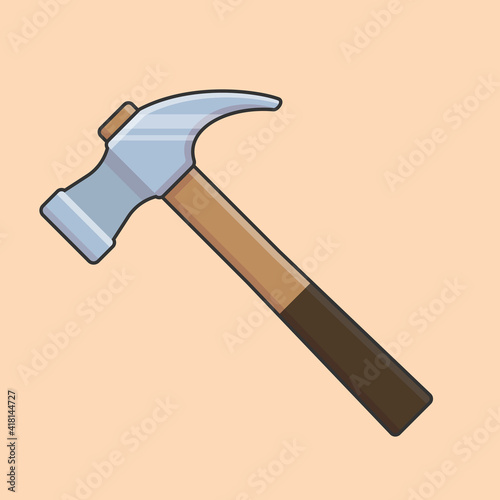 Claw hammer flat style vector icon isolated