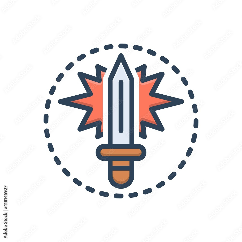 Color illustration icon for powerful