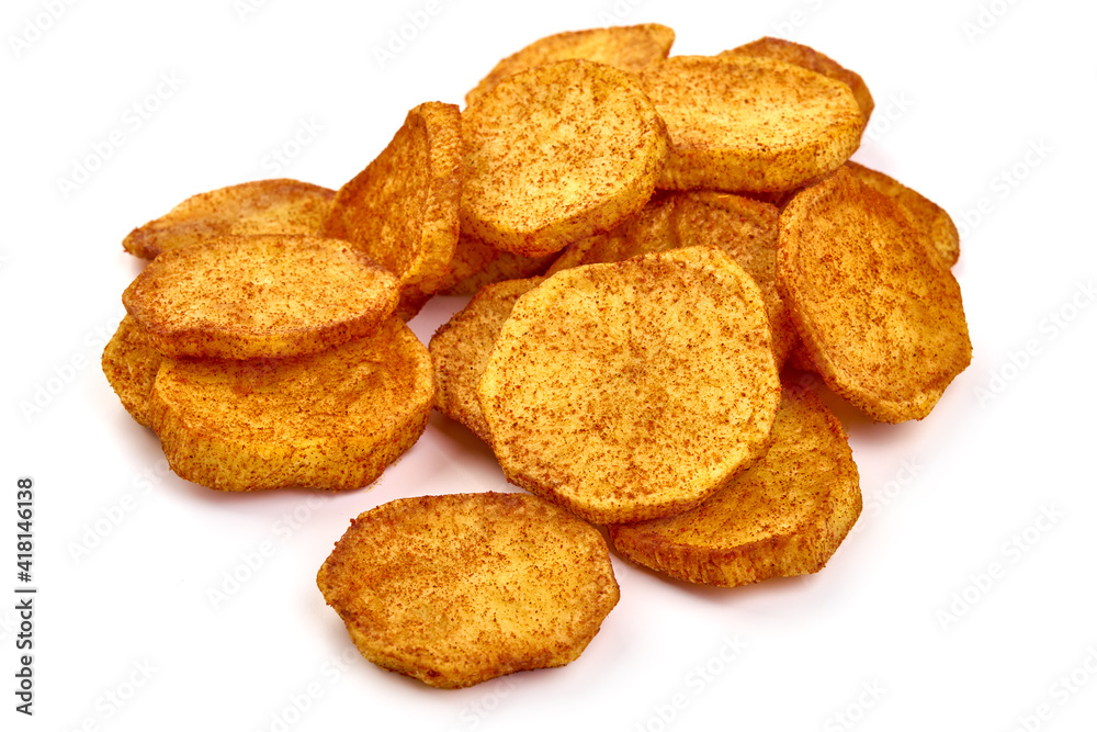 Fried Potato slices, isolated on white background. High resolution image Fried Potato slices, isolated on white background. High resolution image