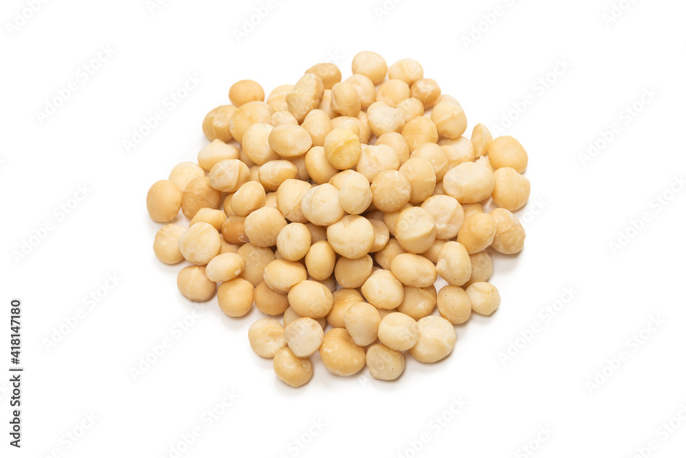 Macadamia nuts isolated on white background. Macadamia nuts isolated on white background.