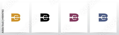 Trident On Letter Logo Design B