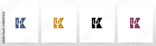 Trident On Letter Logo Design K