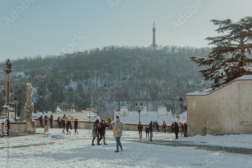 Photography people taking the advantage of pleasuring winter weather during covid times and