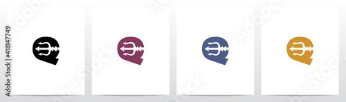Trident On Letter Logo Design Q