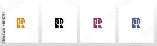 Trident On Letter Logo Design R